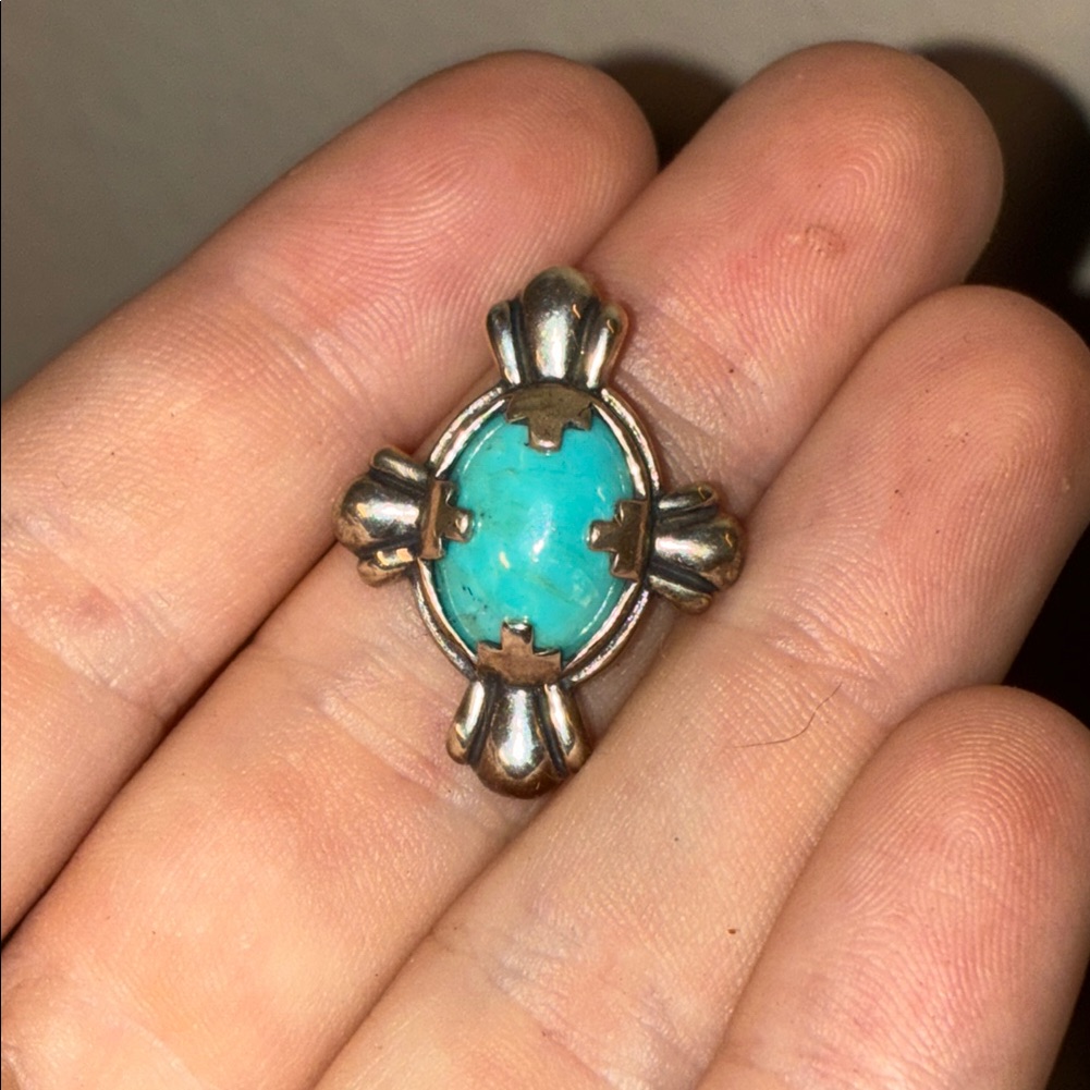 Turquoise Sterling Silver 925 Necklace Pendant Southwest Cross